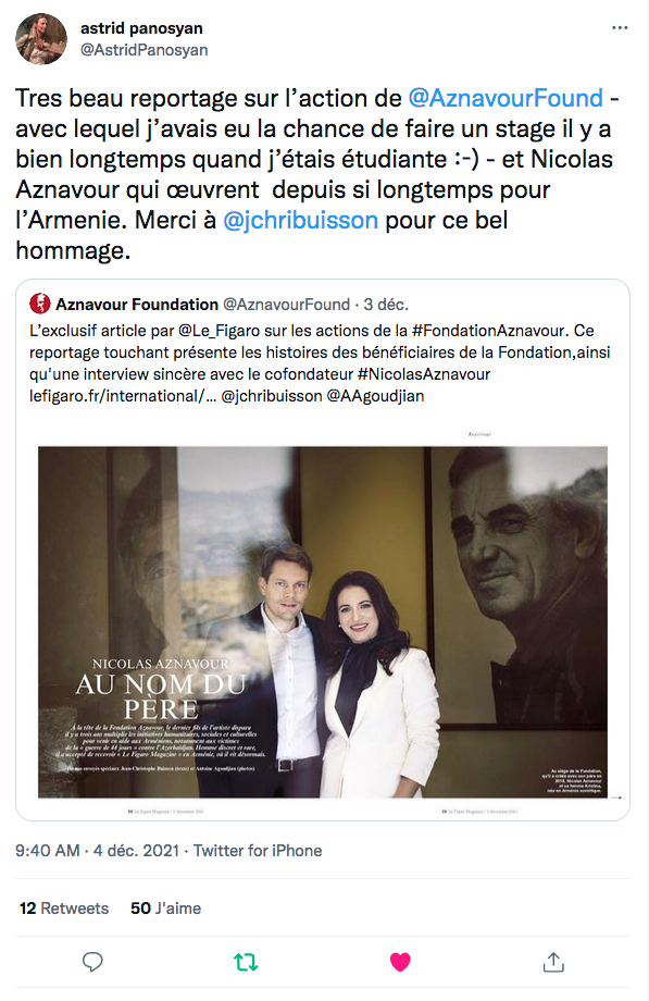 A.Panosyan : reportage dans le Fig Mag sur la Fondation Aznavour
