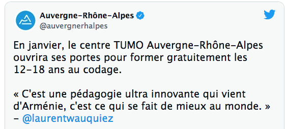 TUMO en région Auvergne Rhône Alpes