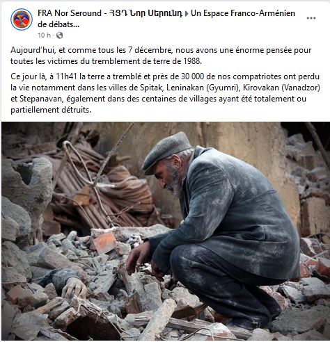 Aujourd’hui, et comme tous les 7 décembre, nous avons une énorme pensée pour toutes les victimes du tremblement de terre de 1988.