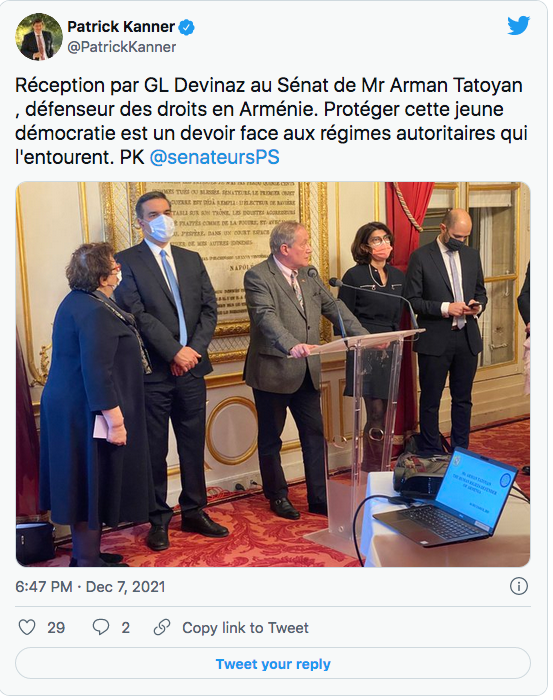 P. Kanner : Arman Tatoyan au Sénat