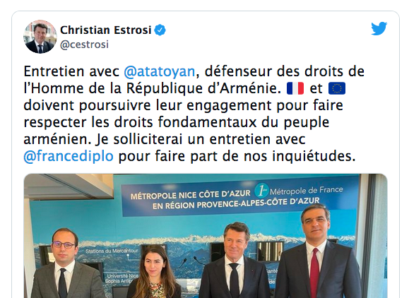 Rencontre Christian Estrosi – Arman Tatoyan