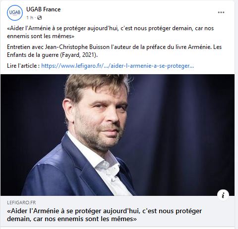 «Aider l&rsquo;Arménie à se protéger aujourd&rsquo;hui, c&rsquo;est nous protéger demain, car nos ennemis sont les mêmes»