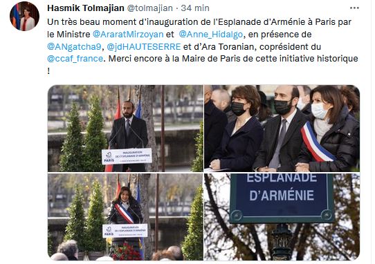Un très beau moment d&rsquo;inauguration de l&rsquo;Esplanade d&rsquo;Arménie à Paris