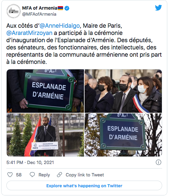 MAE d&rsquo;Arménie : l&rsquo;esplanade d&rsquo;Arménie à Paris