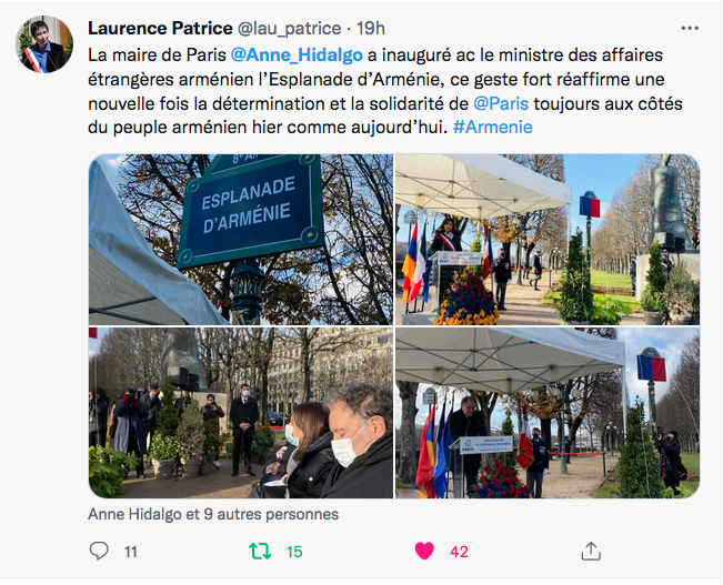 L. Patrice : inauguration de l&rsquo;Esplanade d&rsquo;Arménie