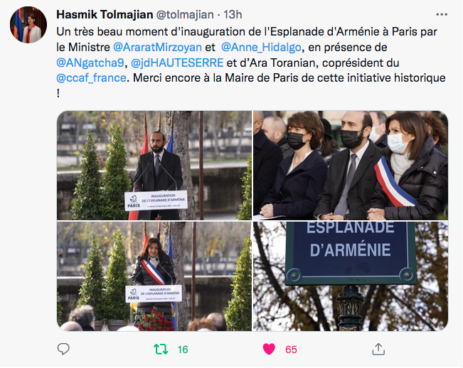 H Tolmajian : Un beau moment à l&rsquo;Esplanade d&rsquo;Arménie