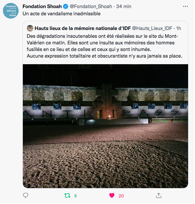 Mémorial de la Shoah : vandalisme au Mont Valérien