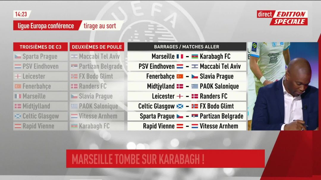L&rsquo;OM affrontera le Karabagh FC en barrages de la Ligue Europa Conférence