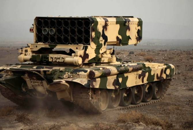 Exercices de tirs « Baghramian » en Arménie avec des chars TOC-1A tireurs de missiles lourds