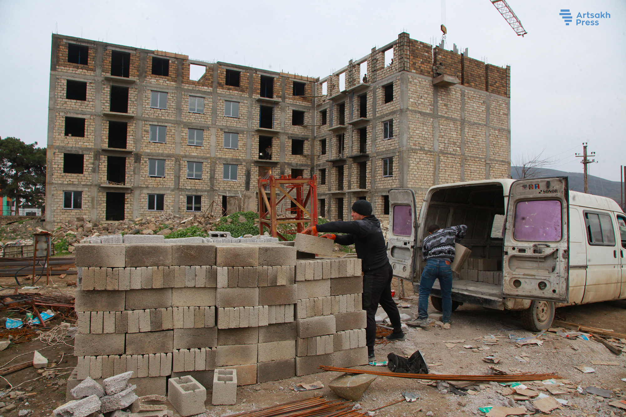 Des immeubles en construction à Martouni à l’est de l’Artsakh