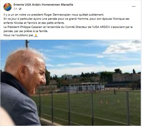 Il y a un an notre co-president Roger Dermesropian nous quittait subitement.