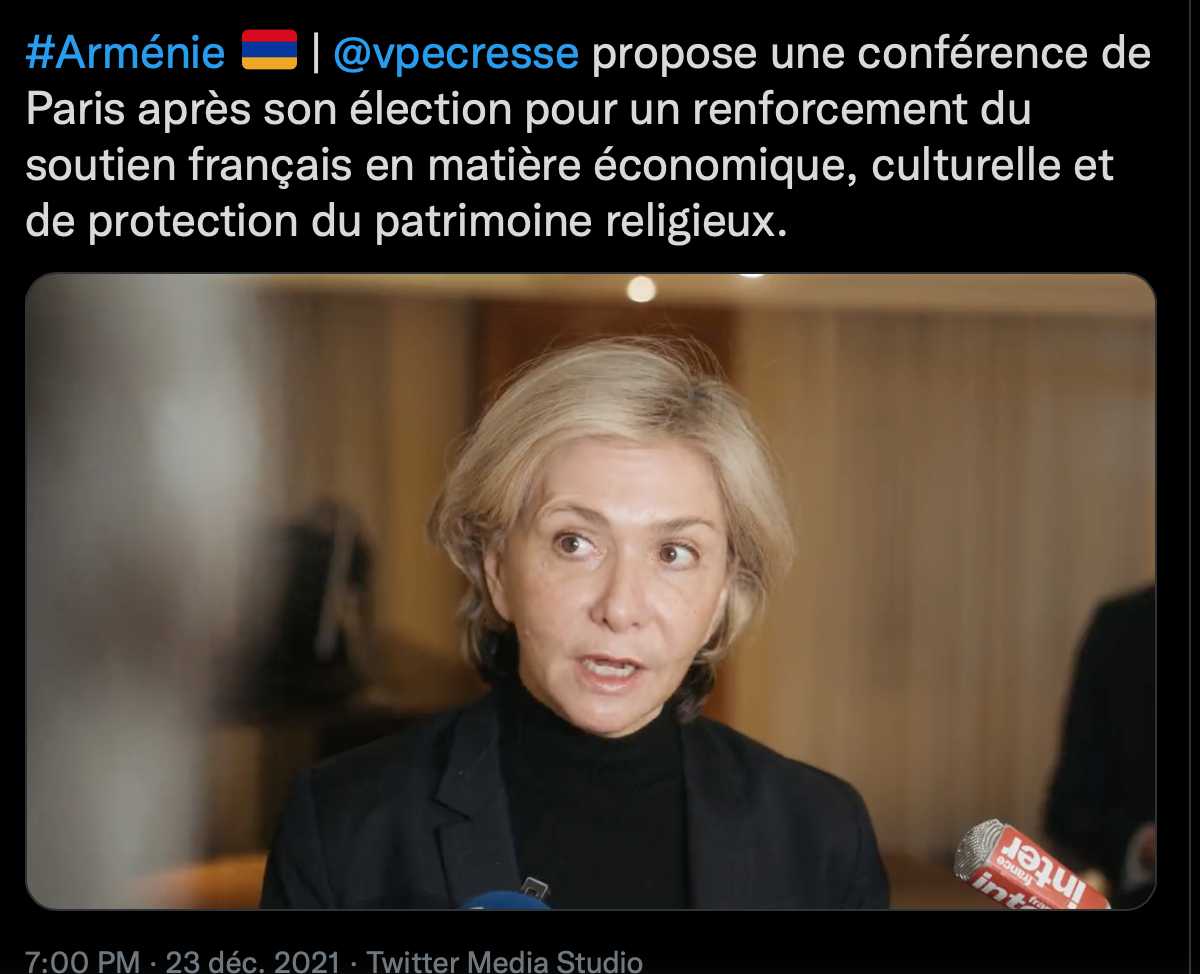 Proposition d&rsquo;une conférence de Paris pour l&rsquo;Arménie