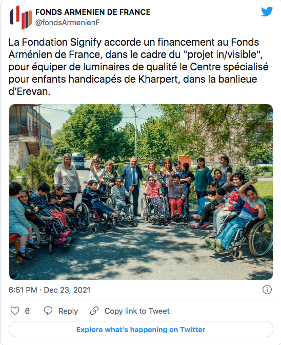 Fonds arménien : luminaires pour le centre des handicapés