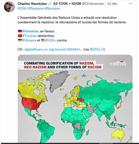 L&rsquo;Assemblée Générale des Nations Unies a adopté une résolution condamnant le nazisme, le néonazisme et toutes les formes de racisme