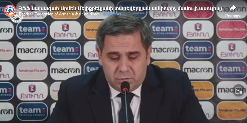 Conférence de presse de fin d&rsquo;année du président de la FFA, Armen Melikbekyan (vidéo)