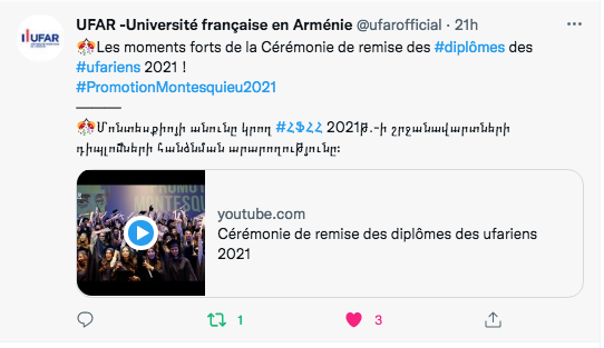UFAR : remise des diplômes