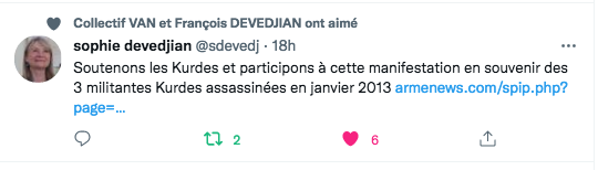S. Devedjian : manifestons en souvenir des 3 militantes kurdes
