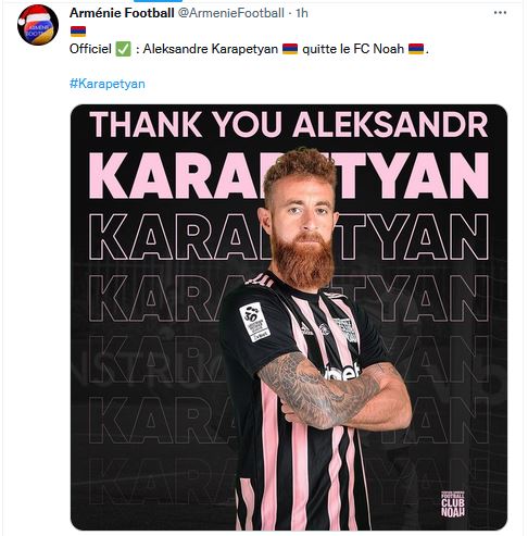 Aleksandre Karapetyan quitte le FC Noah