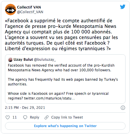 C Van : site kurde censuré sur Facebook