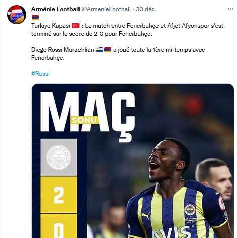 Turkiye Kupasi : Le match entre Fenerbahçe et Afjet Afyonspor s&rsquo;est terminé sur le score de 2-0 pour Fenerbahçe.