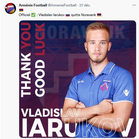 Vladislav Iarukov quitte Noravank