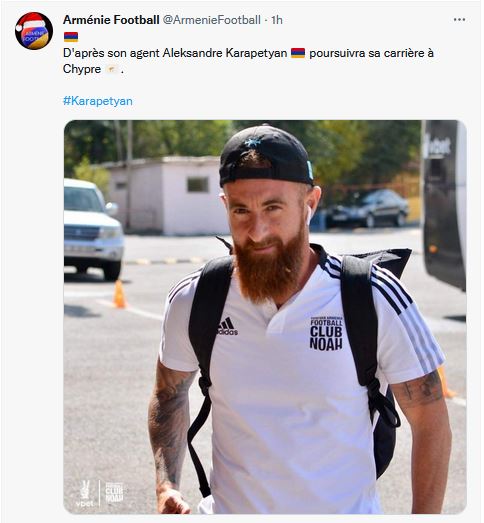 D&rsquo;après son agent Aleksandre Karapetyan poursuivra sa carrière à Chypre