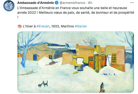 L’Ambassade d’Arménie en France vous souhaite une belle et heureuse année 2022 !