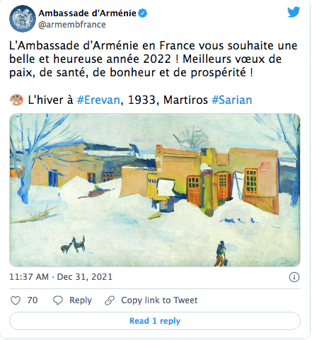 Ambassade d&rsquo;Arménie : vœux  pour 2022