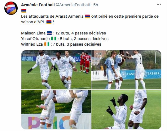 Les attaquants de Ararat Armenia ont brillé en cette première partie de saison d&rsquo;APL !