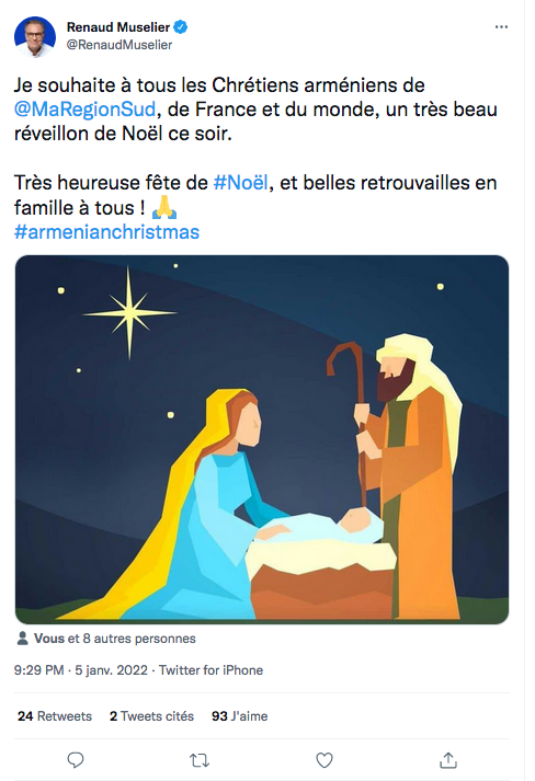 R.Muselier : Beau réveillon de Noël aux Arméniens