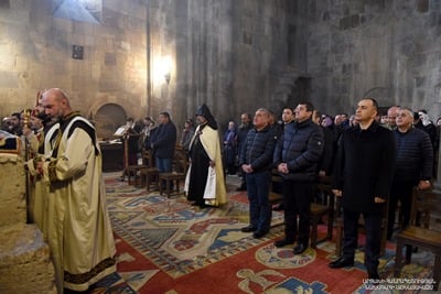 Le Président de l&rsquo;Artsakh était présent au monastère de Gandzasar (Artsakh) à la Sainte Liturgie à l&rsquo;occasion de Noël