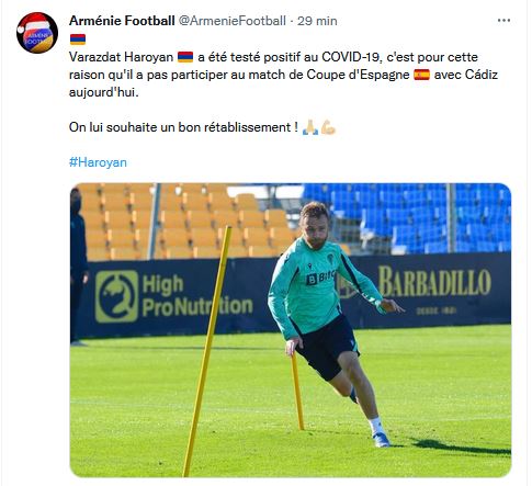 Varazdat Haroyan a été testé positif au COVID-19