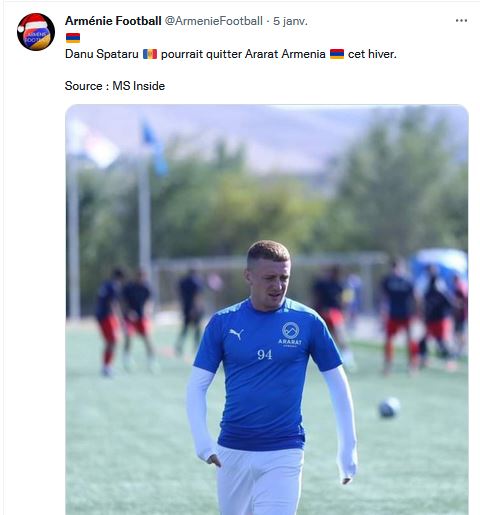 Danu Spataru pourrait quitter Ararat Armenia