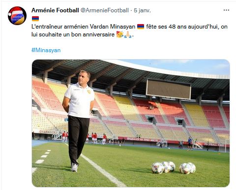 L&rsquo;entraîneur arménien Vardan Minasyan fête ses 48 ans