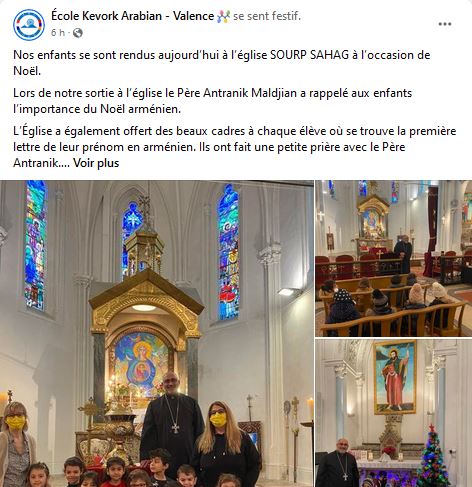 Nos enfants se sont rendus aujourd’hui à l’église SOURP SAHAG à l’occasion de Noël
