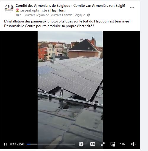 L&rsquo;installation des panneaux photovoltaïques sur le toit du Haydoun est terminée ! Désormais le Centre pourra produire sa propre électricité !