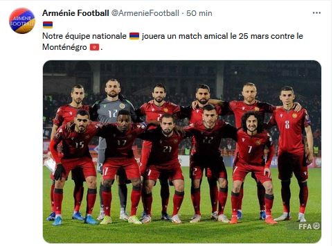 Notre équipe nationale jouera un match amical le 25 mars contre le Monténégro