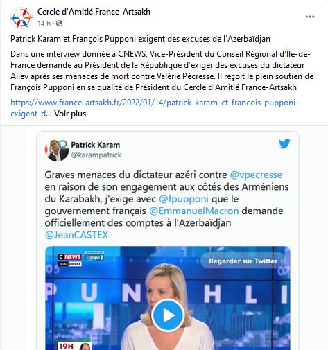 Patrick Karam et François Pupponi exigent des excuses de l’Azerbaïdjan