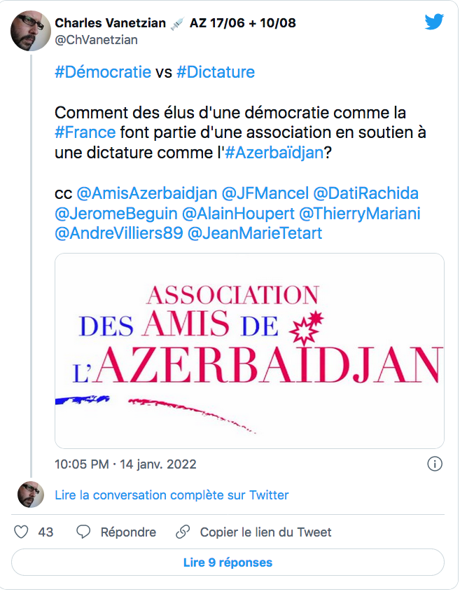 C Vanetzian : comment peuvent-ils soutenir une dictature comme l&rsquo;Azerbaïdjan ?