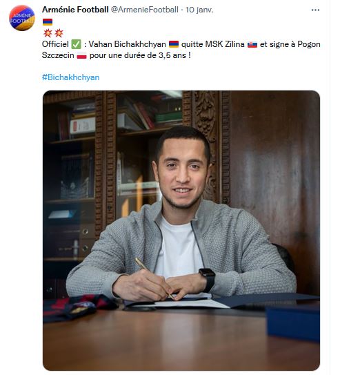 Vahan Bichakhchyan quitte MSK Zilina