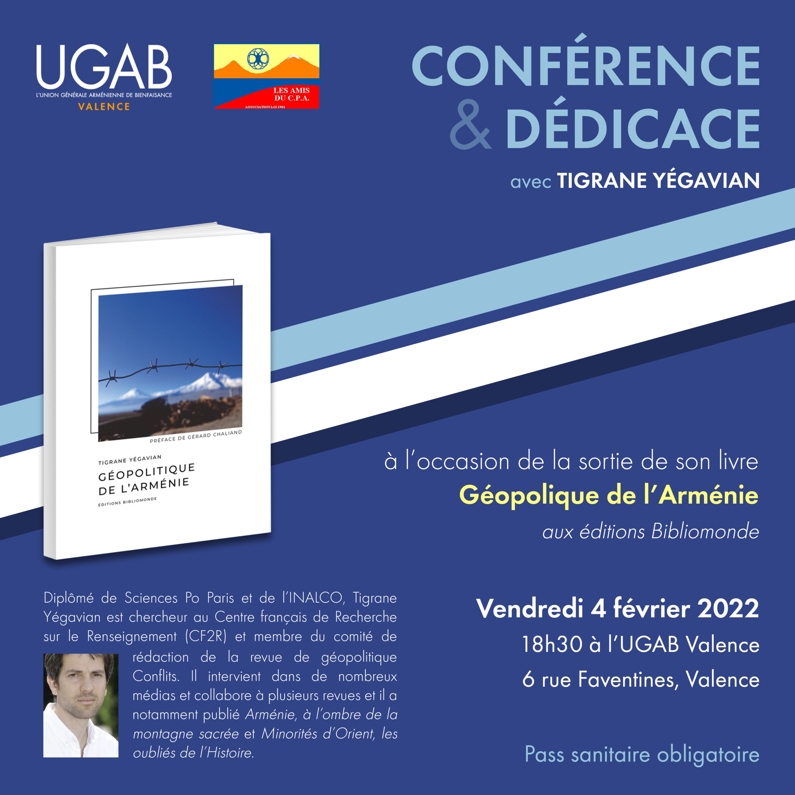 L&rsquo;UGAB Valence et les Amis du CPA vous invitent à une conférence-dédicace avec Tigrane YEGAVIAN