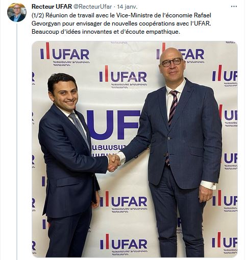Réunion de travail avec le Vice-Ministre de l’économie Rafael Gevorgyan