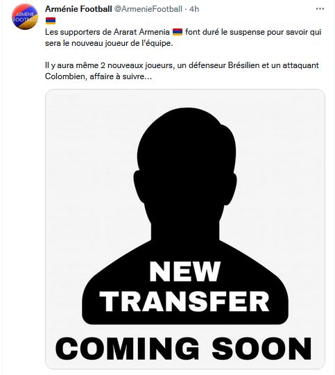 Les supporters de Ararat Armenia font durer le suspense pour savoir qui sera le nouveau joueur de l&rsquo;équipe.