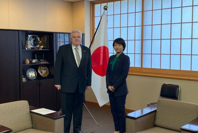 L&rsquo;Ambassadeur d&rsquo;Arménie et le Ministre d&rsquo;État japonais des Affaires étrangères discutent de la cooperation