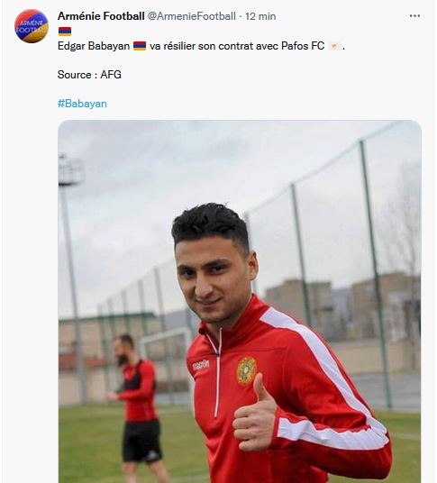 Edgar Babayan va résilier son contrat avec Pafos FC