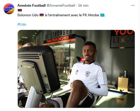 Solomon Udo à l&rsquo;entraînement avec le FK Aktobe