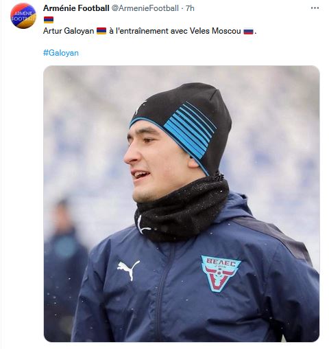 Artur Galoyan à l&rsquo;entraînement avec Veles Moscou
