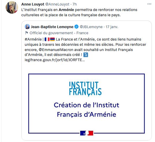 L’Institut Français en Arménie permettra de renforcer nos relations culturelles et la place de la culture française dans le pays.