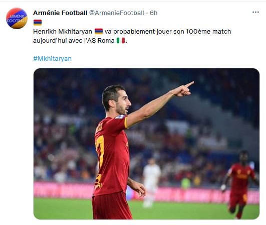Henrikh Mkhitaryan va probablement jouer son 100ème match aujourd&rsquo;hui avec l&rsquo;AS Roma