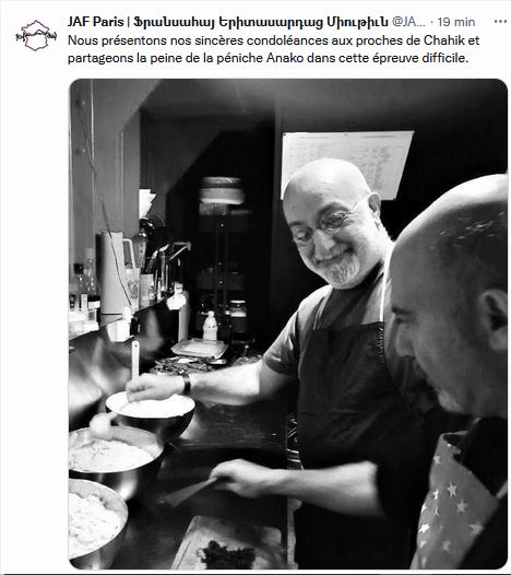 Nous présentons nos sincères condoléances aux proches de Chahik